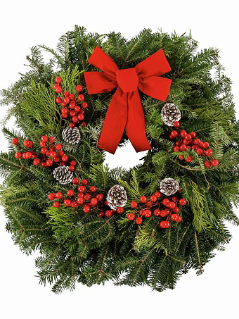 22" Wreath with Pinecones & Berries